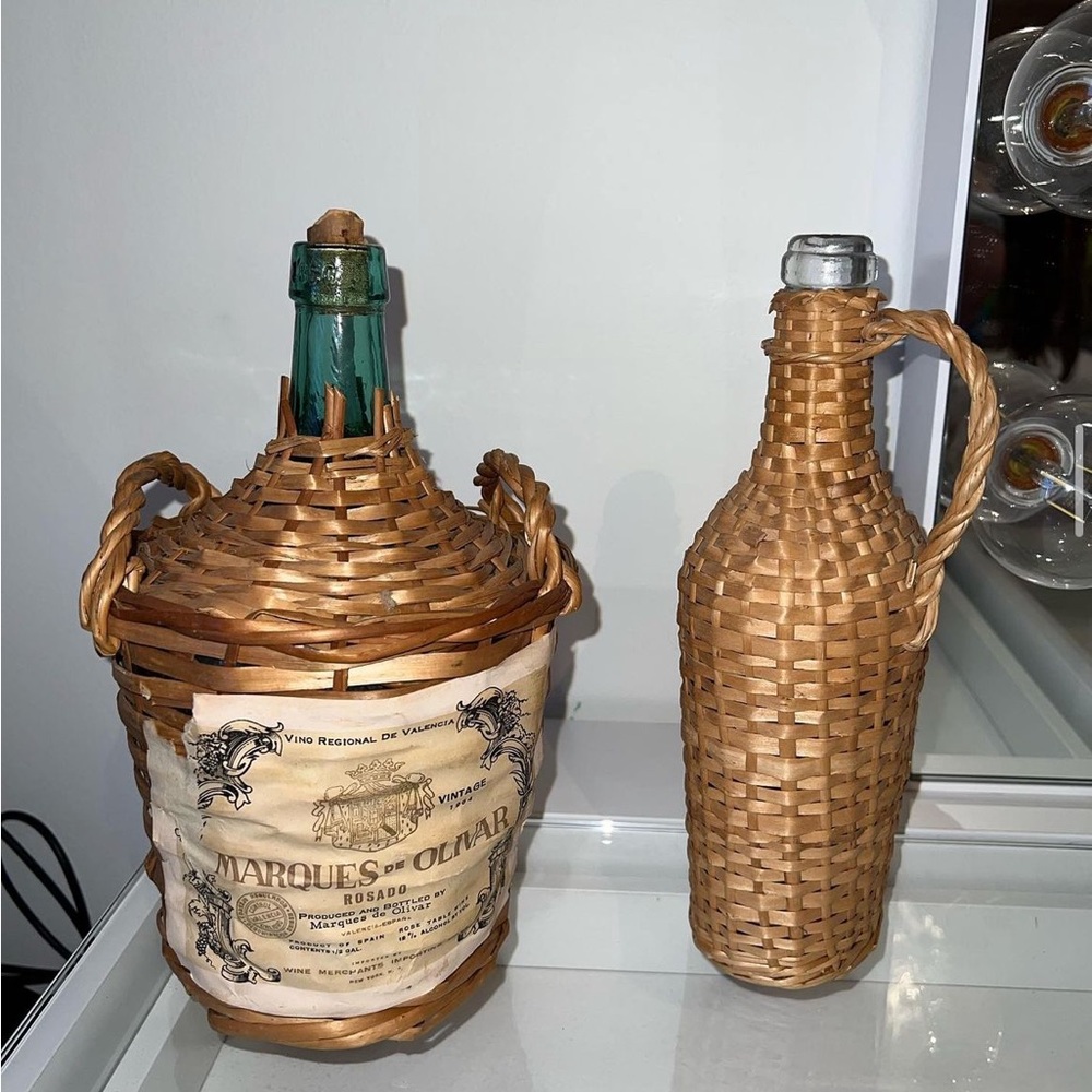 Antique Wicker Demi Johns.